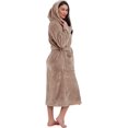 thumbnail image 3 of Women Plush Fleece Robe Long Warm Bathrobe Shawl Collar/Hood, 3 of 6