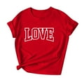 thumbnail image 4 of Zylanna Women's T-Shirts Blouse, Round Neck Short Sleeve Love Print Summer Fashion Tee Tops Red, 4 of 5