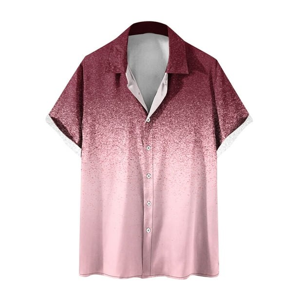 Camisas de Manga Larga para Hombres Blusa Cómoda de Cuello de Impresión, Camisa Casual de Poliéster para Uso Diario, de Fiesta Y de Primavera de Verano