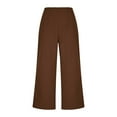 thumbnail image 5 of Stamzod Womens Dress Pants with Pocket Solid Color Wide Leg Trousers Women High Waisted Business Casual Pant with Pocket Brown M, 5 of 6