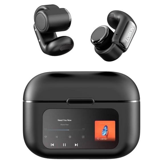 LOBKIN Open Ear Headphones,Clip On Earphones, Wireless Earbud,Open Ear Earbuds with LED Display and 4GB Memory,Bone Conduction Earbuds Built-in HD Microphone,36 Hours Playtime