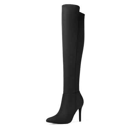 

Dream Pairs Women s Over The Knee Thigh High Boots Long Stretch Pointed Toe Stiletto High Heels Fall Sexy Boots SDOB2214W BLACK/SUEDE Size 6.5