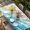 Blue, variant on Blue Ombre Beach Table Cloths for 4 Foot Rectangle Tables, Ocean Coastal Gradient Waves Summer Patio Waterproof Elastic Fitted Tablecloths, Washable Rectangular Table Cover for Camping