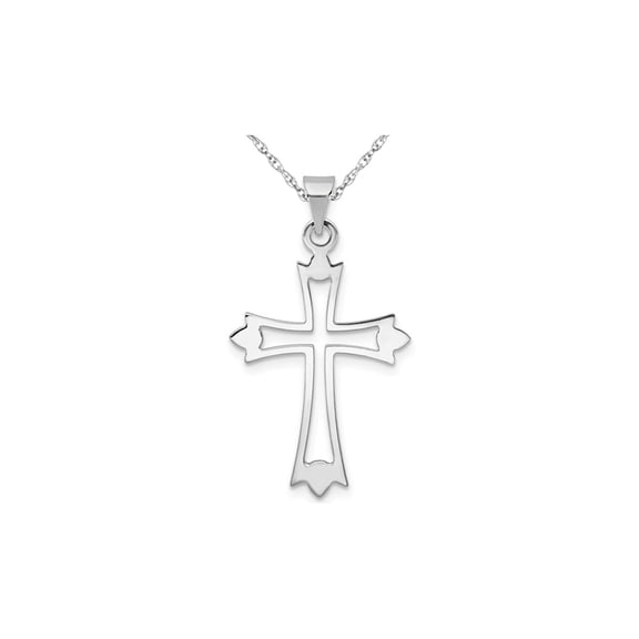 Gem & Harmony 14K White Gold Cross Pendant Necklace with Chain for Men