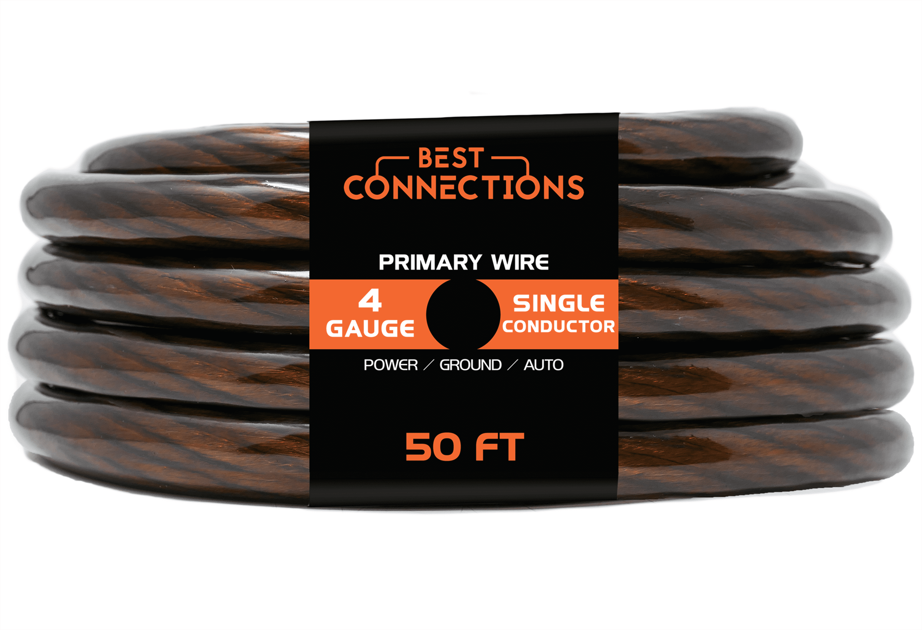 BEST CONNECTIONS 4 Gauge 50ft each, Black/Red Translucent Power/Ground Wire 100ft Pro