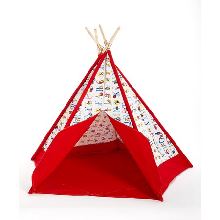 Children`s Canvas Teepee Play Tent Multicolor Alphabet Print 72 In.