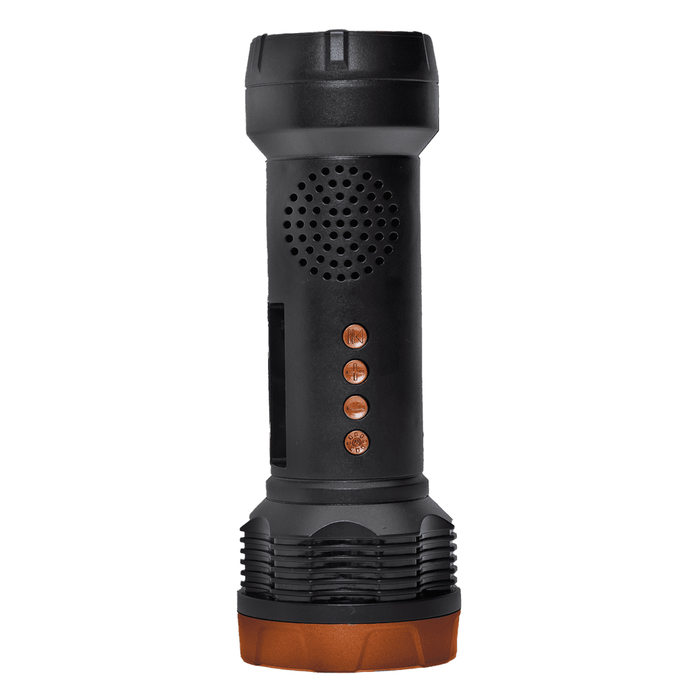Audiobox FSL-200 Solar Rechargeable Flashlight with Bluetooth Speaker, FM Radio, TWS, and LED Light – Portable for Camping, Hiking, Travel – Copper