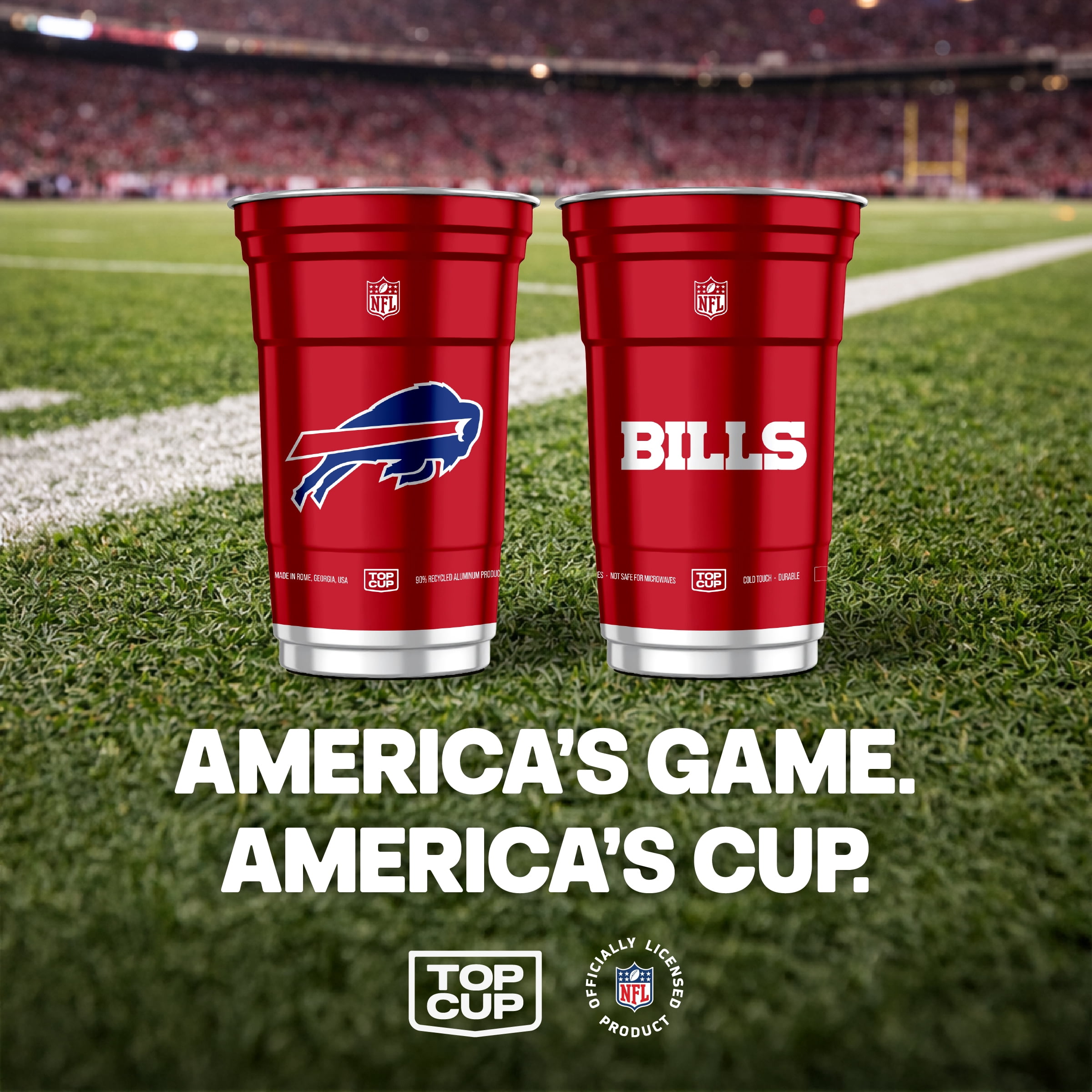 Top Cup NFL Buffalo Bills Aluminum Party Cups, 20oz, 10 count