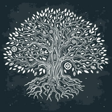 Art.com Beautiful Vintage Hand Drawn Tree of Life Art Print by transiastock, 16" x 16"