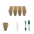 thumbnail image 2 of Biodegradable Paper Pulp Starter Tray Kit, Complete Seed Germination Set With Mini Gardening Tools, for Indoor Herb Planting, Beige, 2 of 7