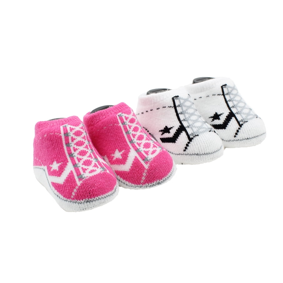 converse baby sock booties 2 pack 0 6 months pink