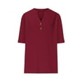 thumbnail image 4 of Womens V Neck T Shirts, Short Sleeve Shirts for Women Summer Casual Loose Fit Solid Color Button Up Dressy Blouses, 4 of 4