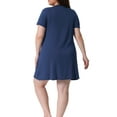 thumbnail image 3 of Agnes Orinda Women's Plus Size Nightgowns Short Sleeve Ruffle Mini Sleepwear Casual Lounge Sleepshirts Pajama Dress 2X Navy Blue, 3 of 6