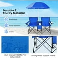 thumbnail image 3 of CRXX Double Camping Chair with Canopy, Folding Camp Chairs w/Cup Holder, Cooler & Carry Bag, Table, Side Pocket, 2 Person Portable Beach Chair with Umbrella, for Picnic Fishing (Blue), 3 of 18