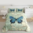 thumbnail image 2 of Homewish Kawaii Butterfly Bedding Comforter Set,Oil Painting Artistic Twin Comforter Sets,Green Beige Blue Bedding Set For Girls,Ultra Soft Home Decor Reversible,2 Pieces, 2 of 8