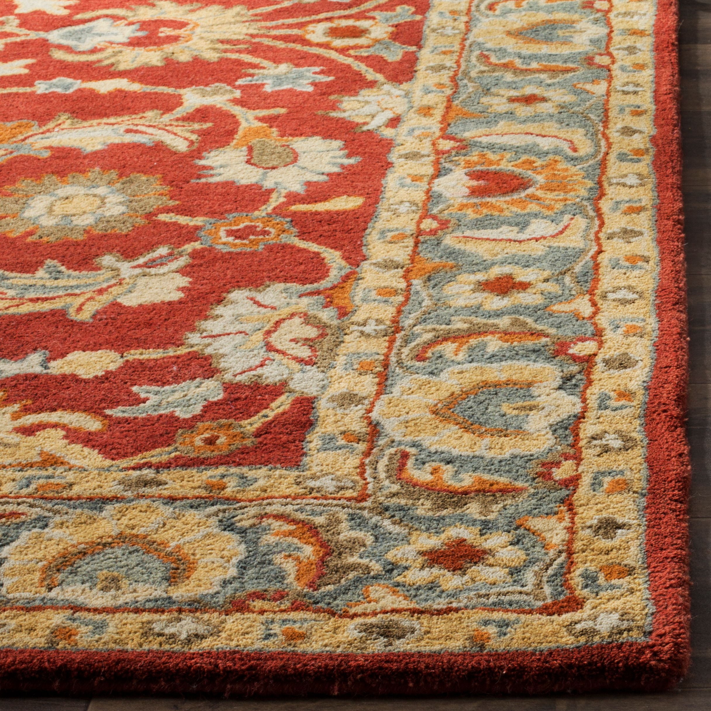 SAFAVIEH Heritage Chauncey Traditional Wool Area Rug, Red/Blue, 9' x 12'