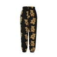 thumbnail image 3 of Fleece Pants Women Cute Bear Prints Elastic Waist Wide Leg Joggers Trouser Cinched Bottom Fuzzy Winter Outfits (2XL, Black), 3 of 7