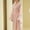 Pink, variant on Women Satin Bathrobe Hairy Collar Morning Gown Furs Collar Nightdress Feather Long Nightgown Gold XX-Large
