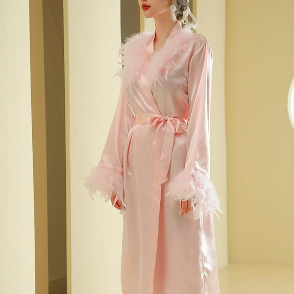 uublik Bridal Robe Women Satin Bride Bridesmaid Robes Wedding Party Sleepwear Loungewear Pink
