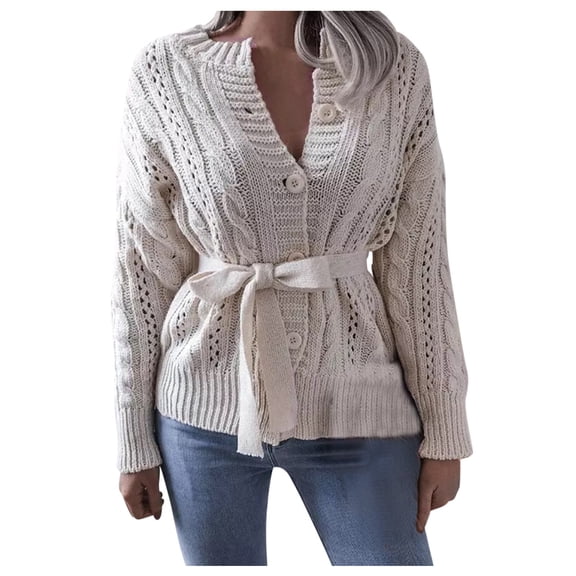 Vedolay Women's Knit Cardigan Sweater Long Sleeve Sweaters Knit Cardigan Coats Jacket Coat 2023 White,S