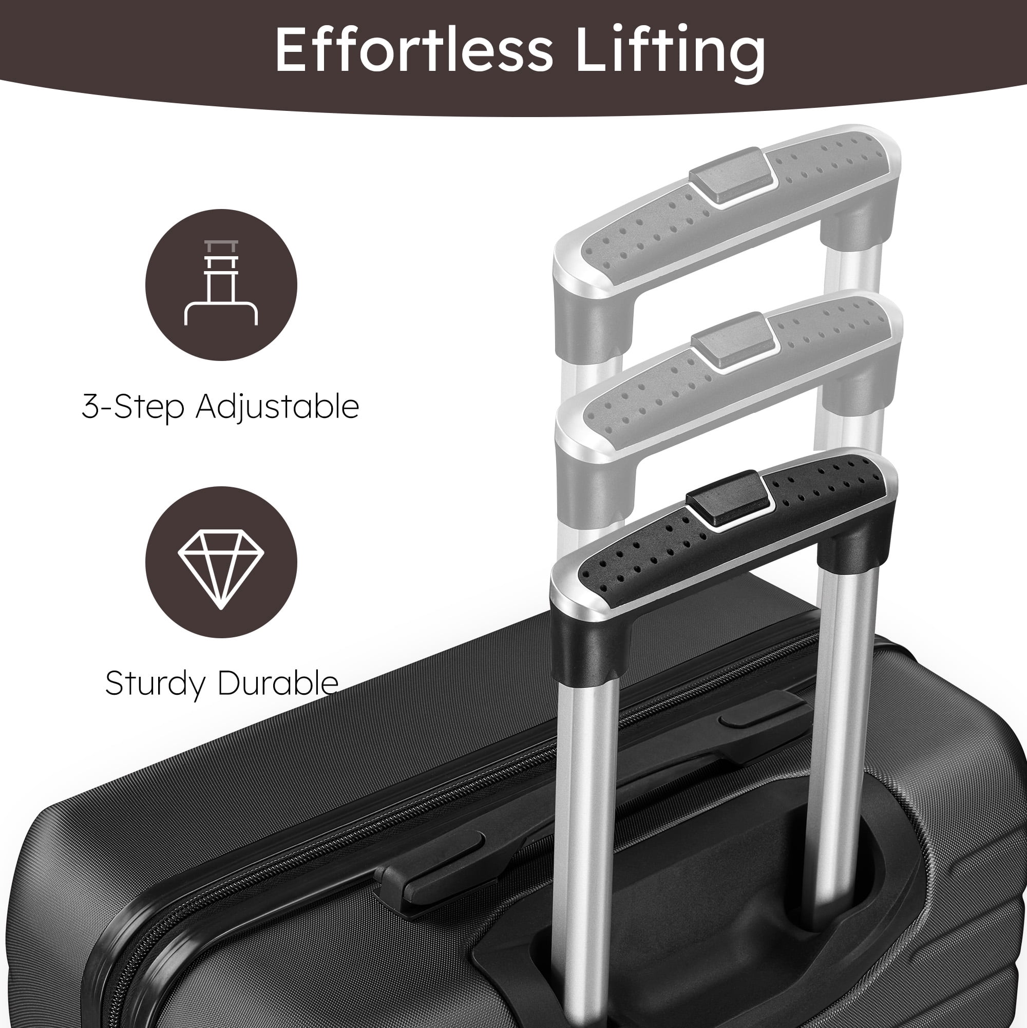 10 Piece Luggage Sets, 20 24 28 inch Lightweight Harside Suitcase with Spinner Wheels and 7PCS Packing Cubes(Black)
