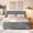 Grey, variant on Queen Size Velvet Upholstered Platform Bed,Vertical Channel Tufted Bed Frame with Headboard, Trundle & Wooden Slat Support, No Box Spring Needed, Beige