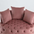 thumbnail image 6 of Modern Barrel Chair, Round Oversized Barrel Chairs, Sofa Lounge Accent Chair, Velvet Leisure Sofa Chair, Comfy Leisure Chair with 3 Pillows for Living Room Bedroom Hotel Office, Pink, 6 of 7