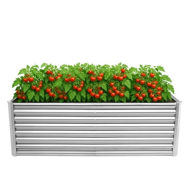 Ktaxon  6*3*2 FT  Raised Garden Beds Outdoor， Metal Raised Garden Bed for Vegetables Flowers Herb，Heavy Load，Sliver