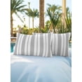 thumbnail image 4 of Outdoor Pillows Waterproof, Grey Striped Throw Pillows with Inserts Included, Modern Art Farmhouse Stripes Indoor Outdoor Decorative Lumbar Pillow for Bed/Couch/Patio 12"x20", 2Pcs, 4 of 8