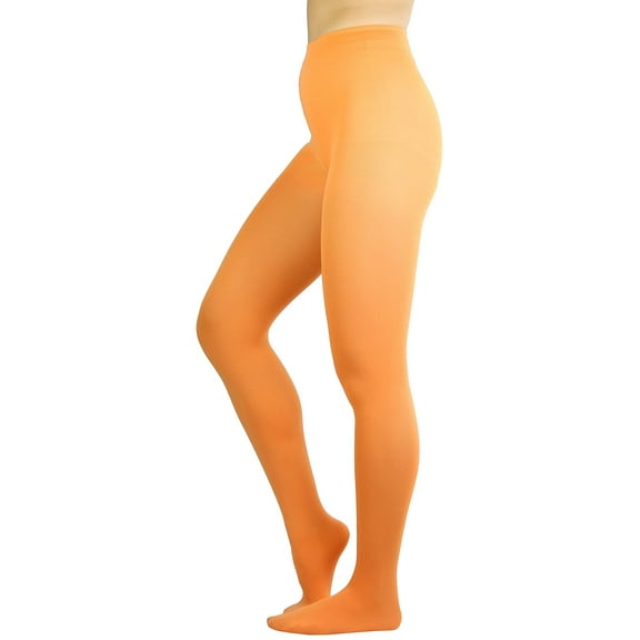 ToBeInStyle Junior Teenage Girl Young Adult Opaque Nylon Pantyhose - Orange - One Size