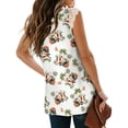 thumbnail image 4 of Mujeres Vest al algodón Cordero casual Tanktop suelto Citas de vacaciones Vacaciones de vacaciones Básico Trabajo Diario Vintage Top de verano Flor verde blanca S Inevent AP009841-11, 4 of 7