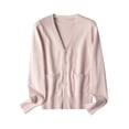 thumbnail image 1 of MAWCLOS Ladies Cardigan Sweater Long Sleeve Outwear V Neck Coat Soft Travel Button Down Jacket Apricot 3XL, 1 of 2