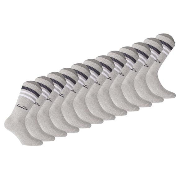 Calcetines de Tenis Unisex Diadora - Paquete de 12, Logotipo, Rayas Gris 43-46
