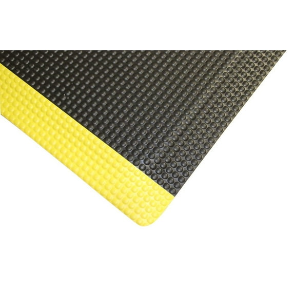 48" Wide, Rhino Mats, Reflex Anti-fatigue Rhino No-Slip Mat, Black w/ Yellow Borders, 5/8" Thick, Choose Length