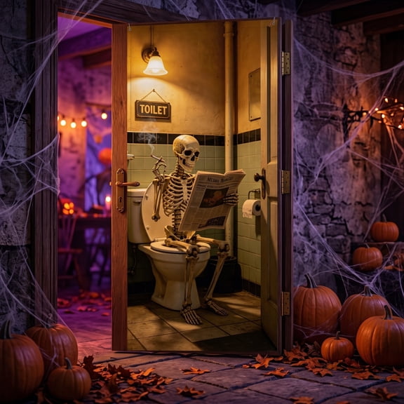 Happy Halloween Graveyard Decorations Door Cover Large Scary Pumpkin Cats Creepy Door Banner Bathroom Porch Door Backdrop Indoor Outdoor House Halloween Party Decoration