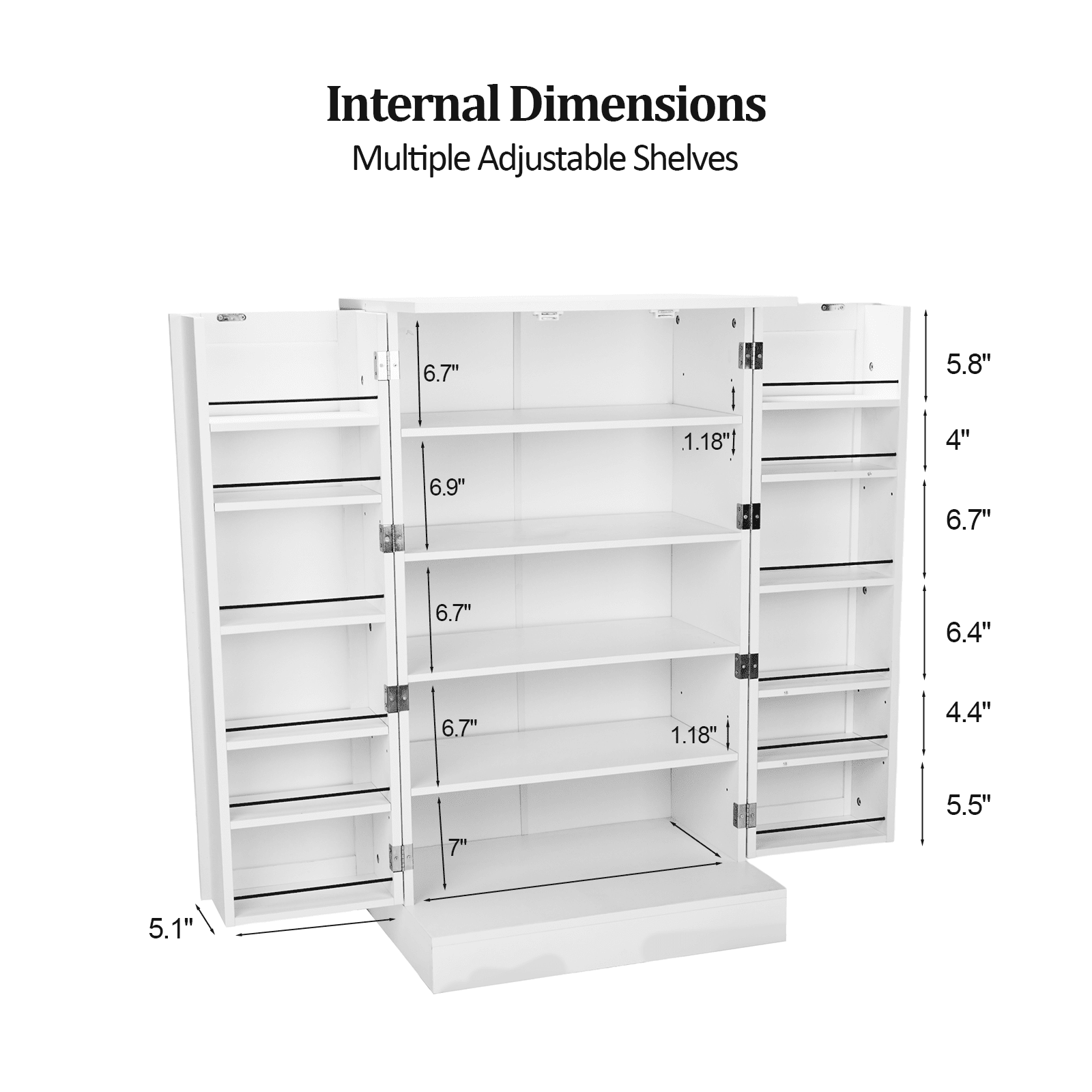 Ktaxon Modern Kitchen Pantry Storage Cabinet, 40.5" Freestanding Cupboard with Side Door Shelves for Kitchen, DIning Room, Home, White