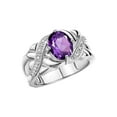 thumbnail image 3 of RYLOS Rings for Women Sterling Silver Ring Classic 9X7MM Oval Gemstone & Diamonds February Amethyst Jewelry Size 7, 3 of 7