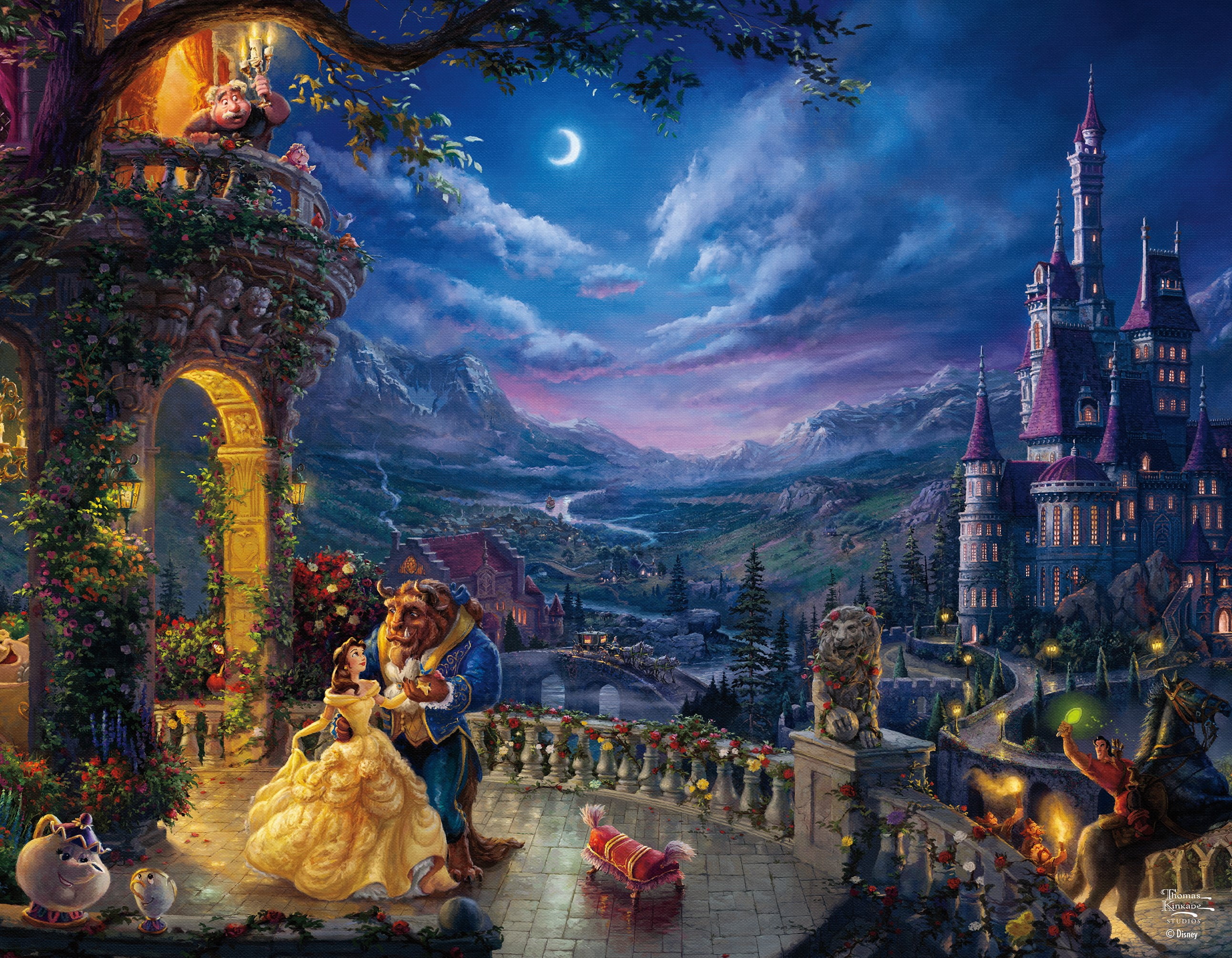 Ceaco - Thomas Kinkade - Disney - Princess Collection - Four 500 Piece Interlocking Jigsaw Puzzle
