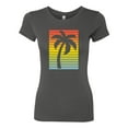 thumbnail image 2 of Tropical Palm Tree Silhouette | Womens Pop Culture Slim Fit Junior Tee, Dark Grey, Small, 2 of 4
