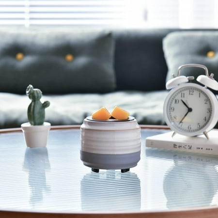 Wax Melt Warmer 2 in1 Candle Wax Warmer Fragrance Warmer for Wax Cubes Wax Melter Perfect Christmas Gifts for Mom Women(White Brown)