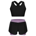 thumbnail image 1 of Yanarno Girls  2-Piece Athletic Set Sleeveless Cross Back Crop Top with Double-Layer Contrast Shorts for Workouts Light Purple 16, 1 of 4