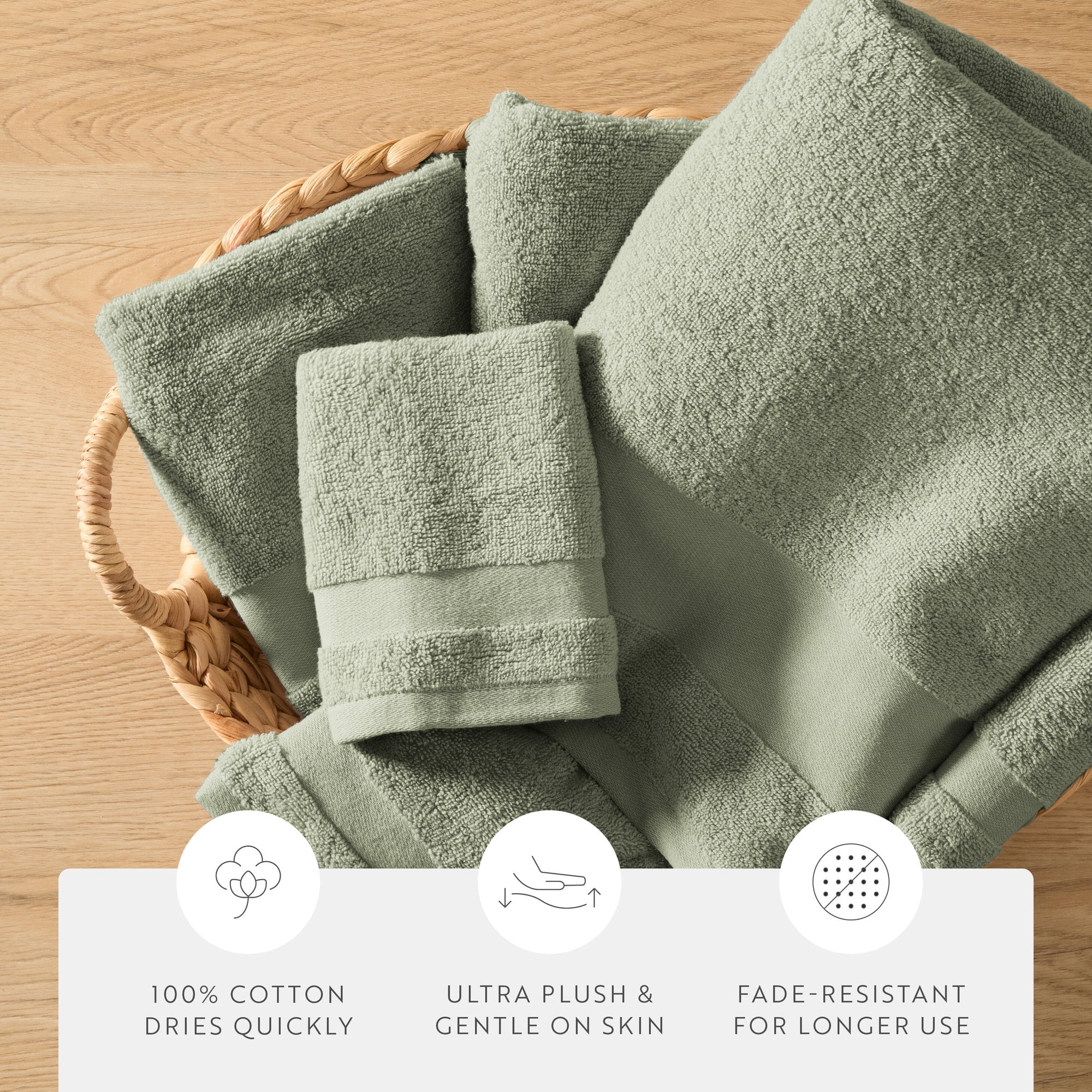 Noble Linens 6 Piece Essential Cotton Bath Towel Set