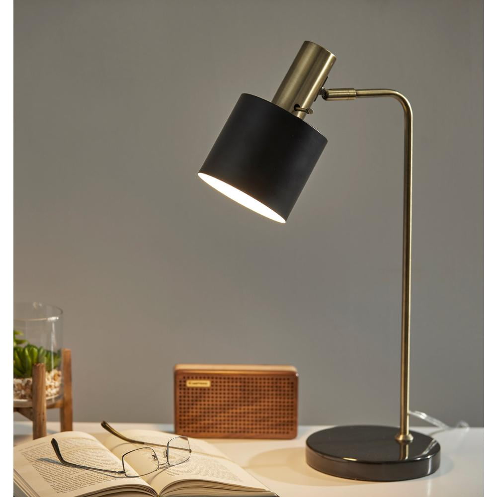 Adesso Emmett Desk Lamp, Antique Brass and Black