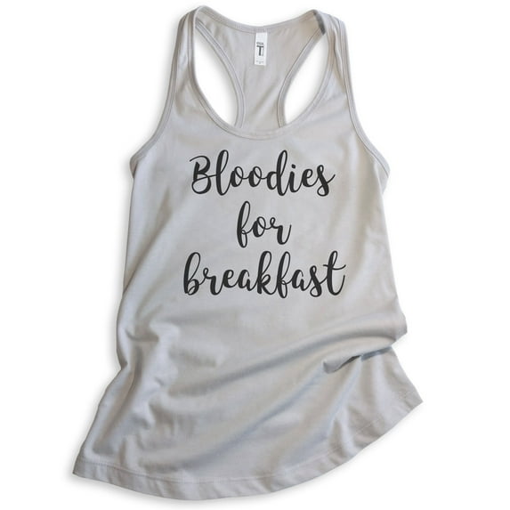 Bloodies For Breakfast Tank Top, Ladies Racerback Tank Top, Drinking Tank, Party Tank, Alcohol Tank, Silver Gray, X-Large