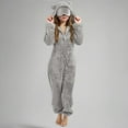 thumbnail image 2 of WMTBSRSW Girls Fleece Onesie Pajamas with Eye Mask Soft Fuzzy Sherpa Hooded Romper One Piece Winter Sleepwear Flannel Pajama Jumpsuit Loungewear Gray 11 Years, 2 of 7