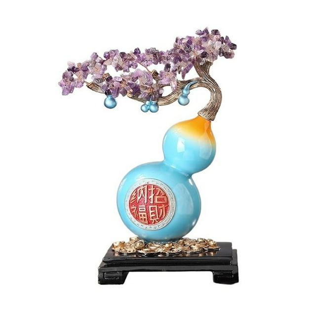 Árbol del dinero de amatista con calabaza: adornos artesanales for inauguración de la casa.