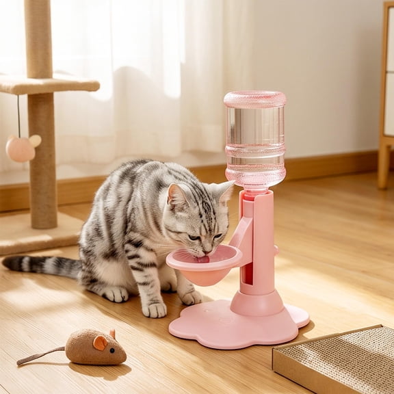Cat Water Dispenser Stand Spill-Proof Pet Water Bowl Adjustable Elevated Stand, Automatic Water Renewal, Detachable Easy Clean, Indoor Outdoor Use
