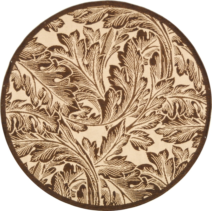 Safavieh Courtyard Connie Floral Indoor/Outdoor Area Rug, Natural/Brown, 5'3" x 5'3" Round