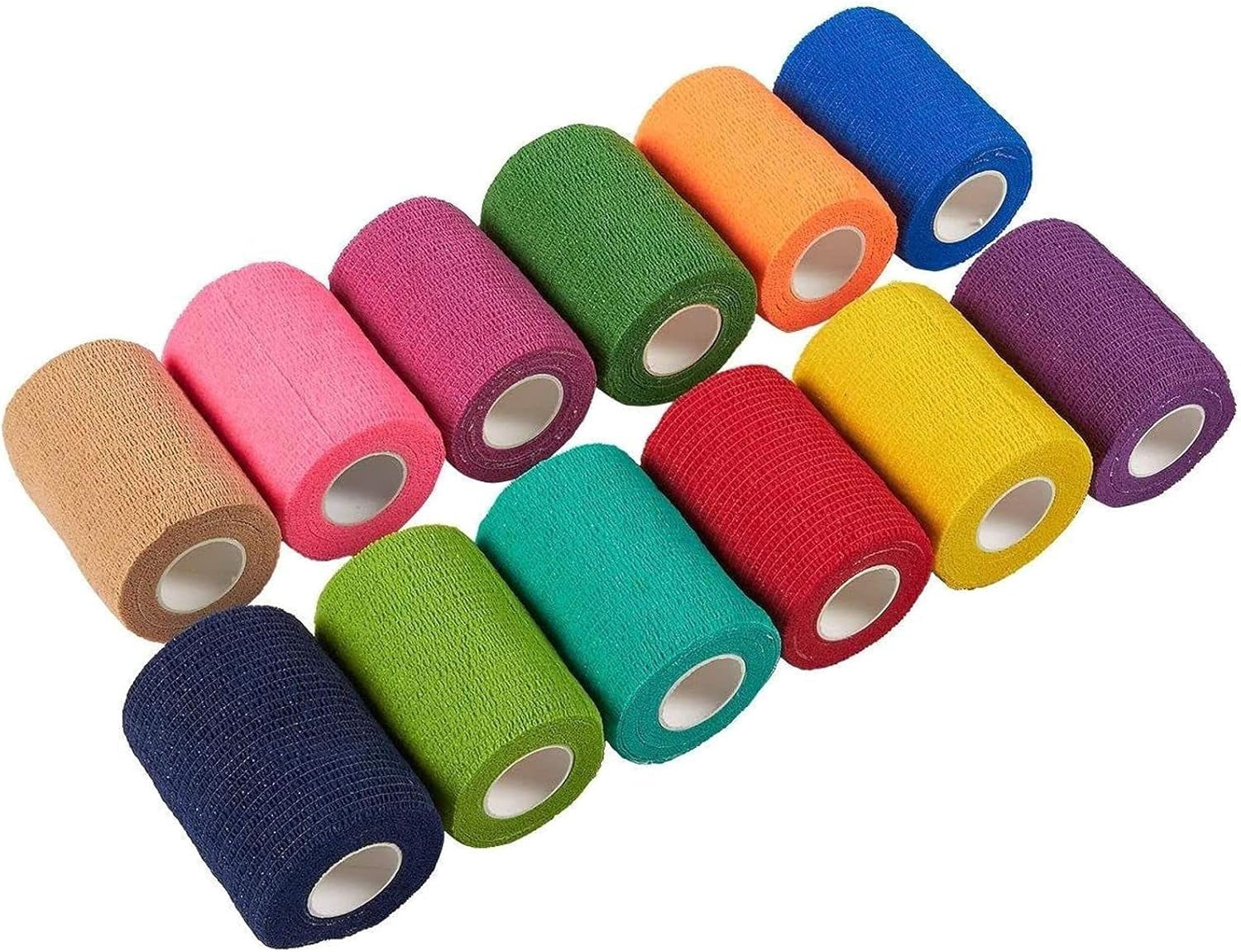PINHEN 24 Rolls Colorful Self Adhesive Bandage Wrap 3 Inch x 5 Yards - Cohesive First Aid Tape for Sports, Vet, Medical, Tattoo (12 Colors)