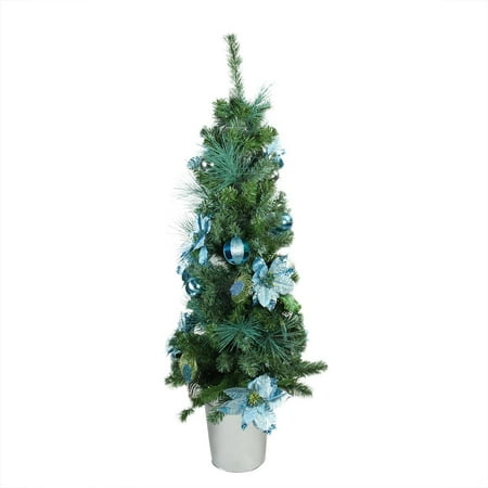 48 quot pre decorated peacock blue and silver potted 48 quot pre decorated peacock blue and silver potted